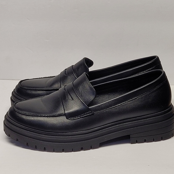 Quince Black Leather Lug-Sole Penny Loafers - Picture 3 of 12